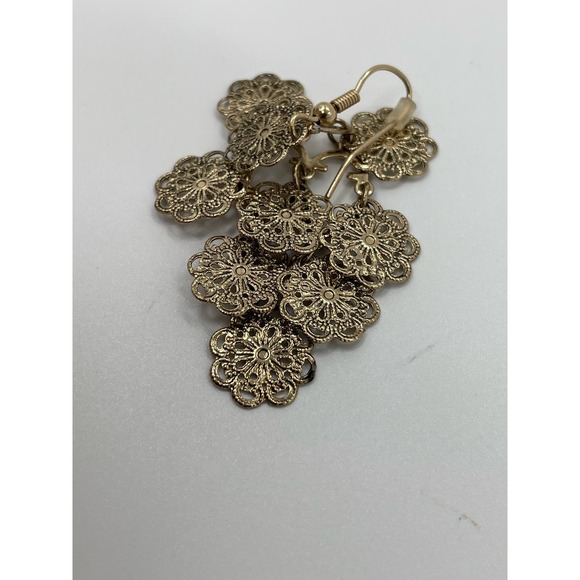Boho Gold colored Dangle Earrings  Long Drop Chandelier  Lightweight - Picture 7 of 8